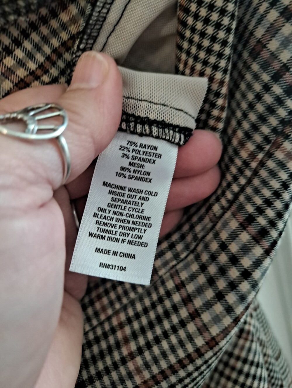NEW DIRECTIONS Plaid Pants - Tan/Black - Picture 4 of 8